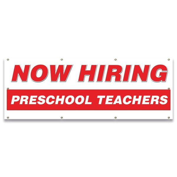 Now Hiring Preschool Teachers Banner Apply Inside Accepting Application Single Sided